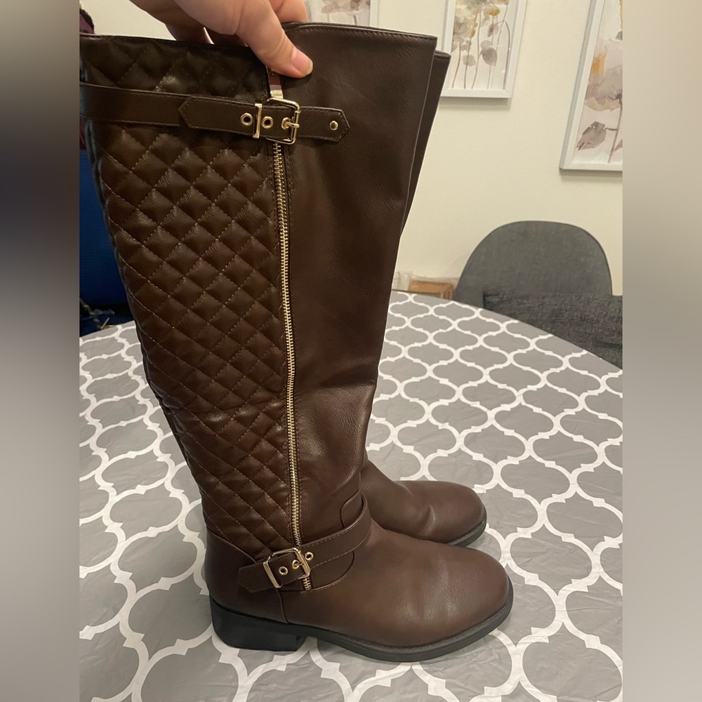 DREAM PAIRS Women's Knee High Boots Low Heel Riding Boots Round Toe  SIZE 11